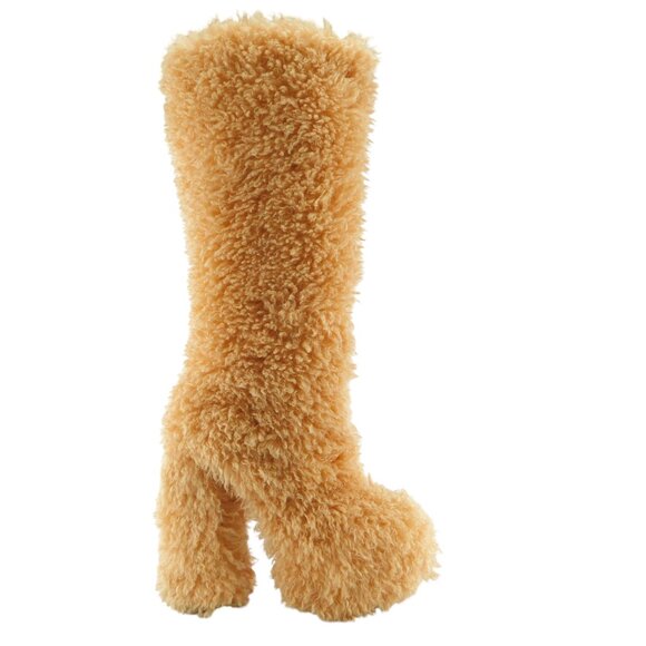 Lemon Drop by Privilaged Peach Brinkley Shearling Block Heel Tall Boots 7 - Picture 2 of 10